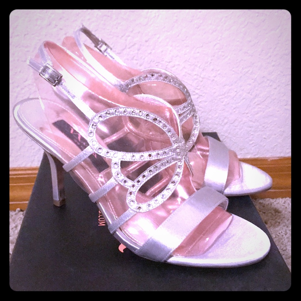 Nina Vivieca Silver Crystal Heels